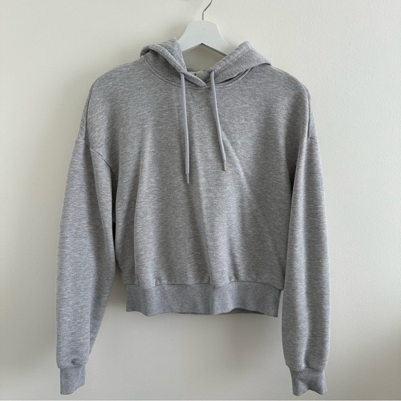 GARAGE | Cropped Gray Hoodie Sweatshirt - Picture 1 of 7